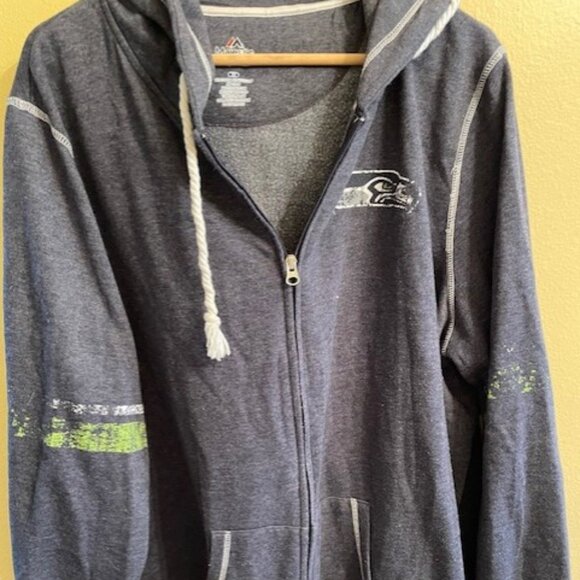 Majestic Athletic Tops - Seattle Seahawks Hooded Sweatshirt, Heathered Blue, 2X